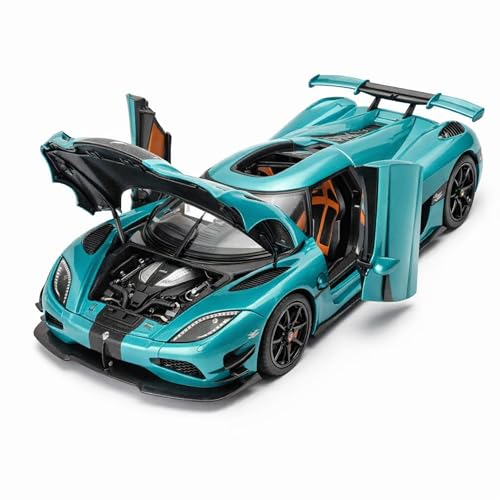 Image of Koenigsegg Agera 1:24 Scale Die Cast Metal Car - Pull Back Hypercar with Openable Scissor Doors, Hood & Engine Cover, Lights & Sound, Collectible Showpiece for Kids & Car Enthusiasts