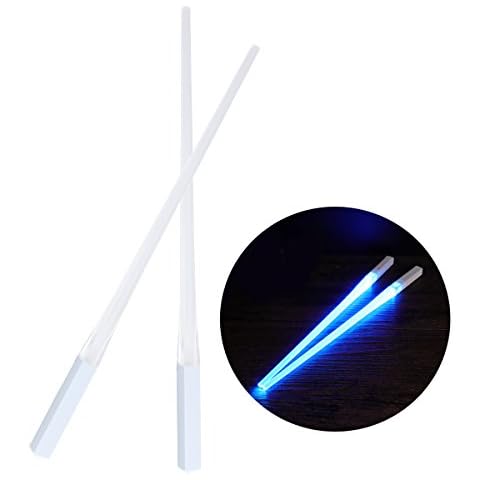 OUNONA 1 Pair of Light Up LED Lightsaber Chopsticks Durable Lightweight Portable BPA Free and Food Safe (Blue) Cover