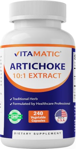 Vitamatic Artichoke Extract 10:1 1000 mg Concentrated Extract Per Serving Plant-Based Vegetarian Non-GMO Gluten-Free Made in the USA 240 Count