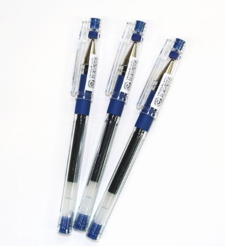 Pilot Hi-tec-c Gel Rolling Ball Pens, Ultra Fine Point,rubber Grip Type,-0.3mm-blue Ink-value Set of 3