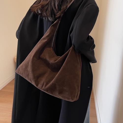 Bolso Tote de ante para mujer color marrón miniatura 2