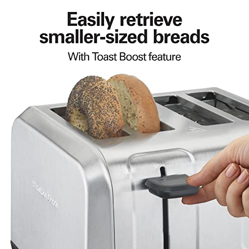Hamilton Beach 4 Slice Toaster With Extra Wide Slots For Bagels, Shade Selector, Toast Boost, Slide-Out Crumb Tray, Auto-Shutoff And Cancel Button, Brushed Stainless Steel (24910) #TOP2