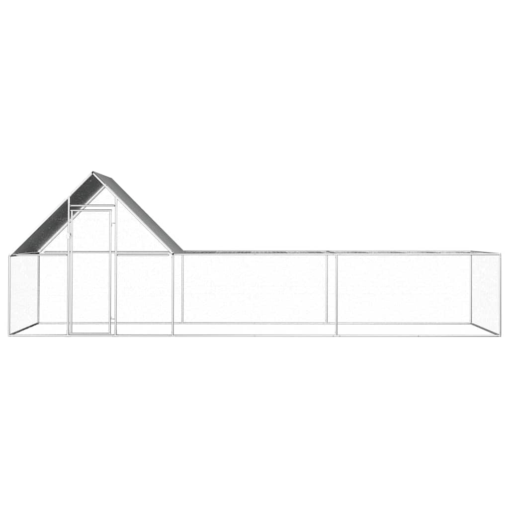 vidaXL Gallinero Exterior Grande Jaula Gallinas Conejos Aves Conejera Metálica Acero Galvanizado Corral Cubierto Malla Metal Tejado Cerradura 6x2x2 m