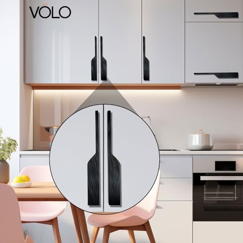 Image of VOLO Cabinet Handle - Multi-Use Pull Handle for Wardrobes, Drawers, Sliding Closets, and Doors in Kitchen, Office, Bedroom (SAC-59) (1 Pair Left & Right) (Black, 224MM (10 Inch))