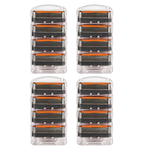 EvapureRazor Blades for Men with 5 Layer Blade Razor Refills, High Performance Mens Blades with Lubrication Strip and Precision Trimmer for Close & Comfortable, Durable & Sharp Shave (Black 16pcs)