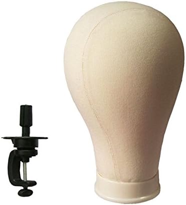 23" Canvas Block Head Millinery & Lace Wigs Hats Mannequin Beige W Clamp