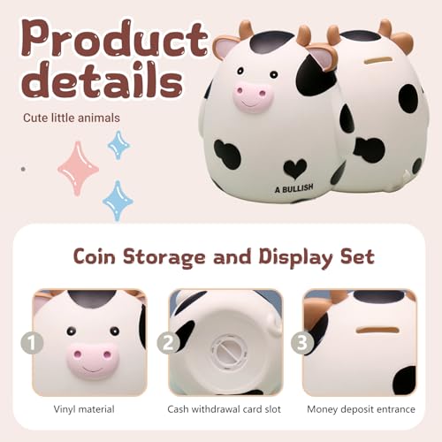 Tirelire en forme de vache en plastique incassable pour chambre enfant - 5