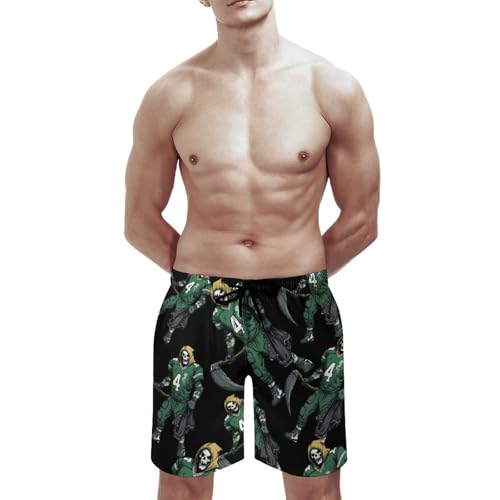 Grim Reaper Football Men's Swim Trunks Board Shorts Beachshorts Swimsuits with Pockets Mesh Liner3