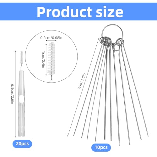 Image of 30pcs Shower Head Cleaner Tools, Shower Head Cleaning Brushes Showerhead Cleaner Picks Anti-Clogging Cleaning Brush for Bathroom Small Hole Gap Nozzles (Blue, Orange, Grey, Pink)