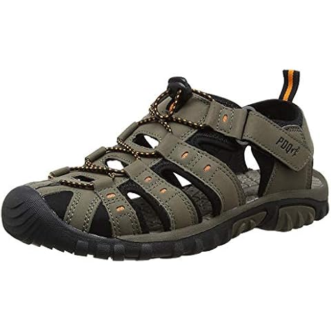 PDQ Boys' Dark Taupe Orange Hiking Sandals Cover