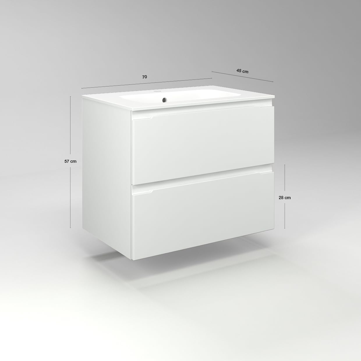 Diventa Modello Diva Star, Mobile Bagno sospeso 70cm con 2 cassetti spaziosi, lavabo dal design moderno, colore verde e bianco