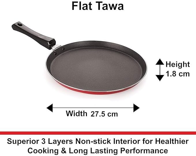 Nonstick Tawaa, Flat Base Dosa Tawa, 28cm x 1.8 cm, 3-Layer Coated