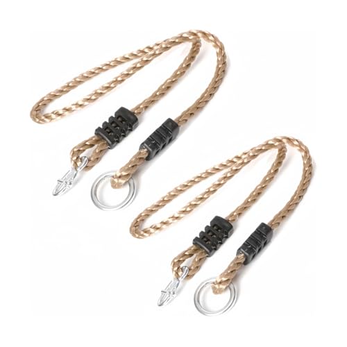 Ymeibe Set of 2 Tree Swing Nylon Ropes Indoor Outdoor Adjustable Hammock Swinging Chair Straps Hanging Kit for Adjustment or Extension - Holds to 700lbs (40 inch, Brown)