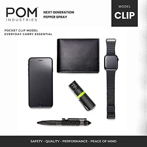 Pom Pepper Spray Grey Flip Top Pocket Clip - Maximum Strength Oc Spray - Self Defense - Tactical Compact & Safe Design - 25 Bursts & 10 Ft Range - Powerful & Accurate Stream Pattern #TOP4