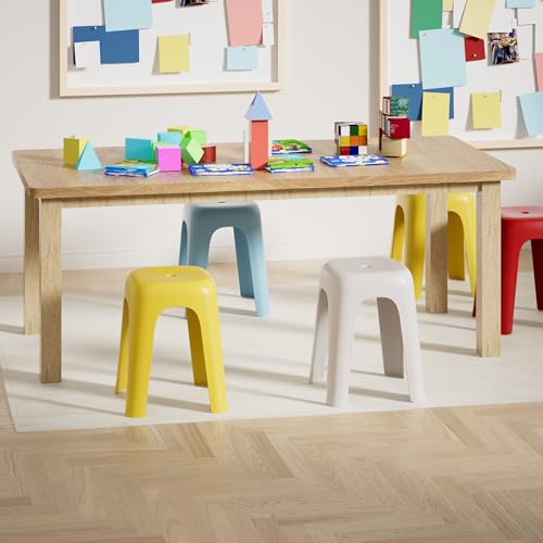 Image of 8 Pack Stackable Classroom Stools 18 Inch Nesting Plastic Stools Portable Backless Chairs for Classroom, Students, Adults, Living Room, Dining Room, Office Home
