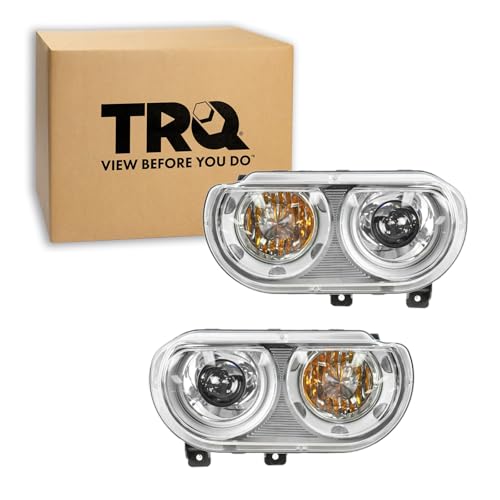 Image of TRQ Headlight Assembly Set CH2502219 CH2503219 Compatible with 2008-2014 Dodge Challenger