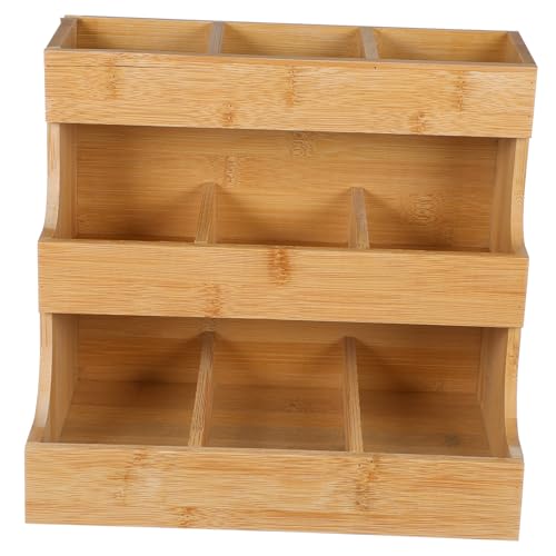 CIYODO Wooden Tea Bag Container Elegant Organizer for Coffee Sugar Bags Storage Case for Home Office Multi Functional Tea Holder for Kitchen Bedroom