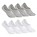 Produktbild Falechay Sneaker Socken Damen Herren Füßlinge Footies 8 Paar Kurze Großes Silikonpad Verhindert Verrutschen Unsichtbare 4xweiß+4xgrau 43-46