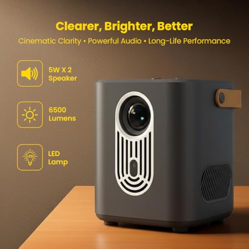 Image of Lapcare Laplay Llp-006 85W Fully Automatic 6500 Lumens Projector with 1920X1080 Fhd&4K|Auto Focus|Dual Band WiFi (2.5Ghz+5Ghz),Quad Core Processor|in-Built 5W X 2 Speaker|Led Lamp|Dust Proof,Black