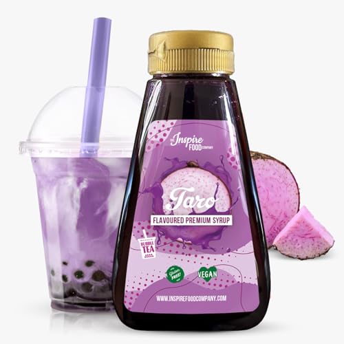 INSPIRE FOOD Taro Sirup für Bubble Tea Mischung – 250ml | Aromatischer Taro Sirup für Bubble Tea, Boba Tea, Slushes & Ice-Blended Getränke | 100% vegetarisch, glutenfrei