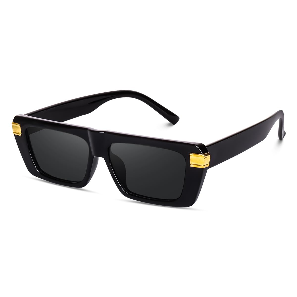 Rectangular Branded fashionable Stylish Black Chashma Goggles For Women Men/Unisex Sunglasses(Black)-image-1