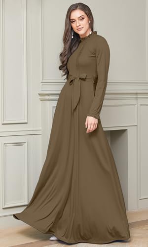 Image of KOH KOH Womens Long Sleeve Elegant Pockets Fall Winter Evening Maxi Dress