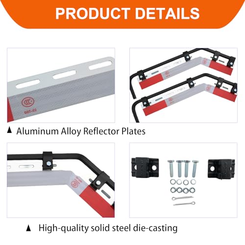 Image of 2Pcs Angle Down Bar Mud Flap Hangers Bracket 28 inch with Mounting Kit for Heavy Duty Semi Truck Square Spring Steel Arm with Mud Flap Reflector Plates