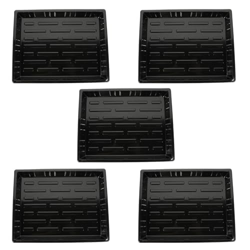 Sewroro Lot de 5 Plateaux de Culture Plats en Plastique Noir pour Semis sans Trous Soucoupes de Pépinière pour Germination et Rétention D’Eau Adaptés...