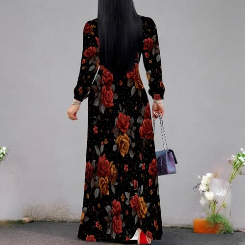 Image of PinkPatty Women's Long Sleeve Maxi Dress Plus Size Casual V Neck Wrap Dress with Pockets&Belt