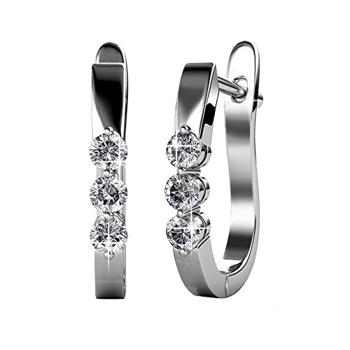 Preisvergleich Produktbild YOURDORA Damen Weissgold überzogenes Swarovski Kristallen Creolen Ohrringe 20mm Kreolen Modeschmuck