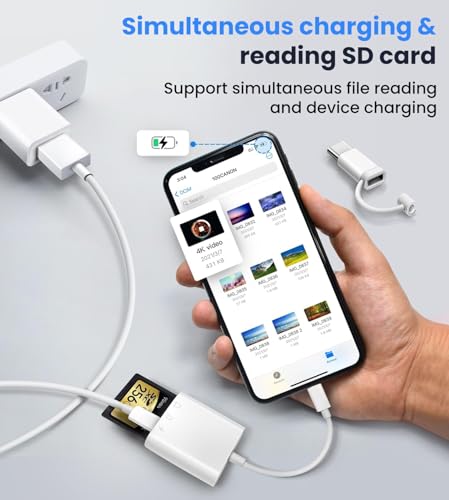 Image of Verilux SD Card Reader for iPhone iPad with USB C to C Connector, 3 in 1 USB C SD Card Reader with with Dual Slot for SD /TF and USB Port, Memory Card Readers Support for iPhone /iPad /Android /Camera