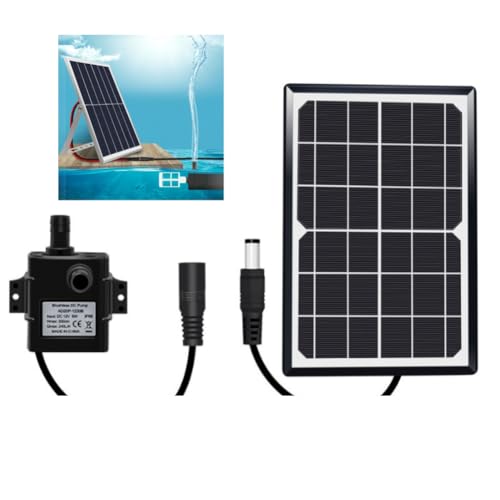 Solar Water Pump, 9V 6W/10W Solar Powered Water Pump System with Filter and 2-Meter Hose, for Pond Aquarium Fountain Garden Outdoor Use, 5 Adjustable Settings Floating Fountain Water Feature (6W)