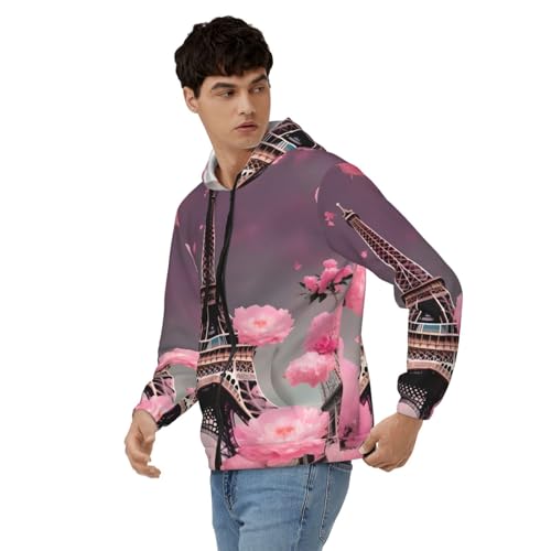 Pull à capuche avec cordon de serrage et motif imprimé Paris