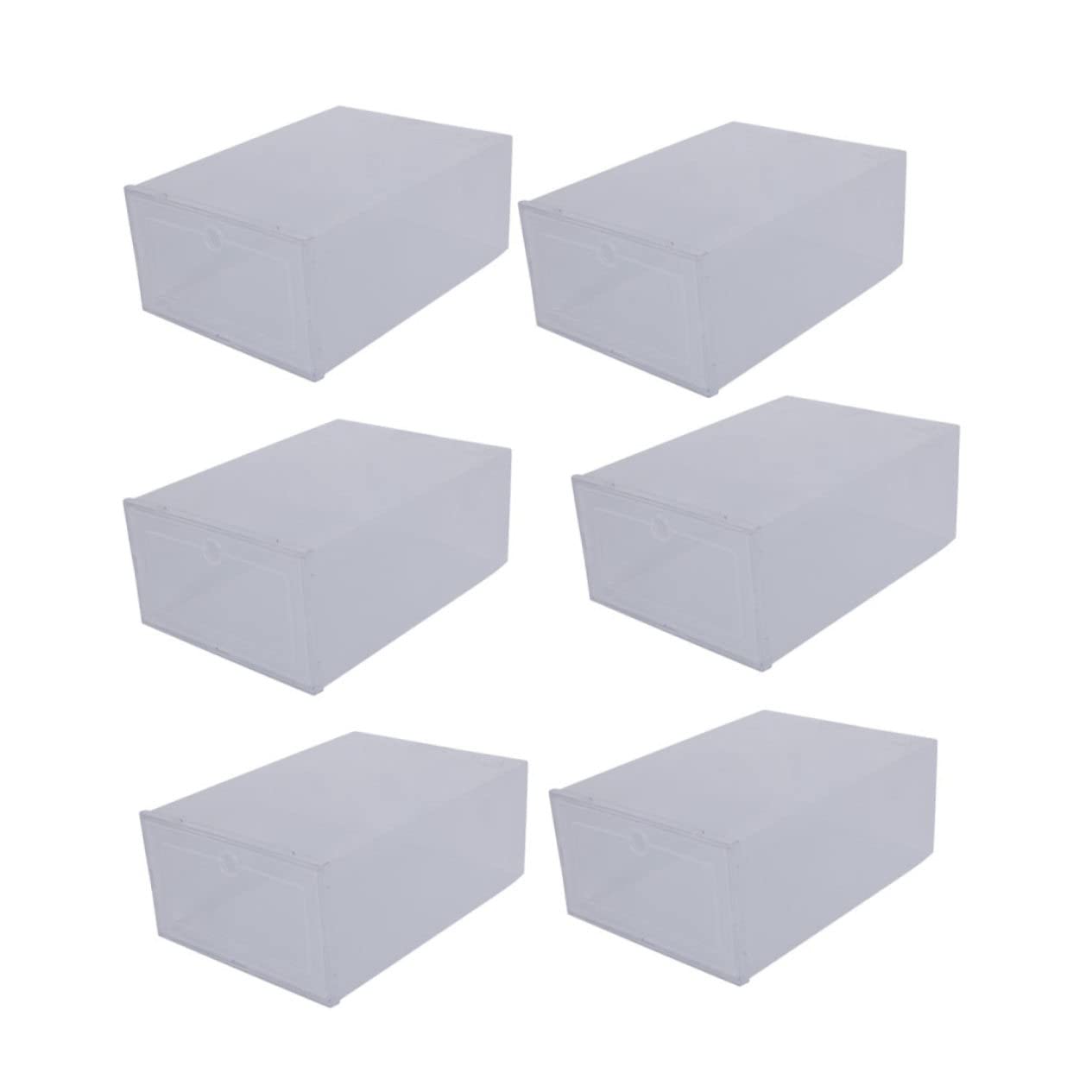 SOLUSTRE 6Pcs Transparent Clamshell Type Shoes Storage Box Plastic Organizer for Shoe Collection Capacity Design Easy to Clean Versatile Footwear Storage