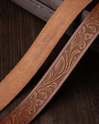 Image of CHAOREN Western Belts for Men without Buckle - Cowboy Belt 1.5 inch Full Grain Leather Belt for Jeans - One Solid Piece Leather