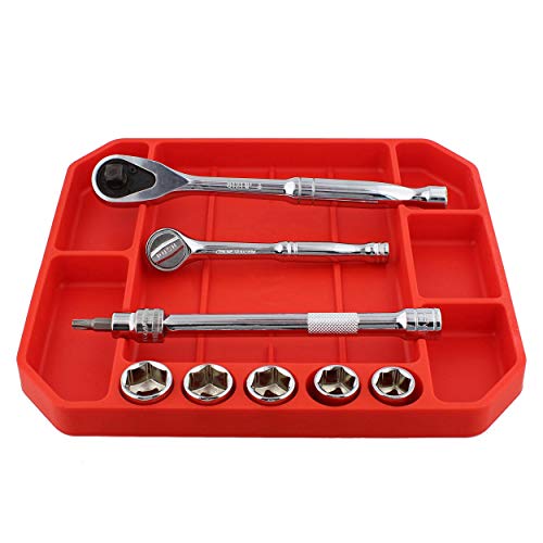 Abn Flexible Tool Tray - Silicone Rubber Tools Organizer, Non Slip Tool Holder Tray For Organizing Parts, 10In X 9In #TOP1