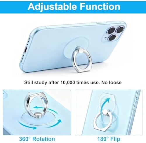VOVIGGOL Transparent Phone Ring Holder Stand 2 Pcs, 360° Rotation Cell Phone Ring Holder Mobile Finger Kickstand Hand Phone Grip for iPhone, Clear Phone Ring for Phone Case (Round) - 2