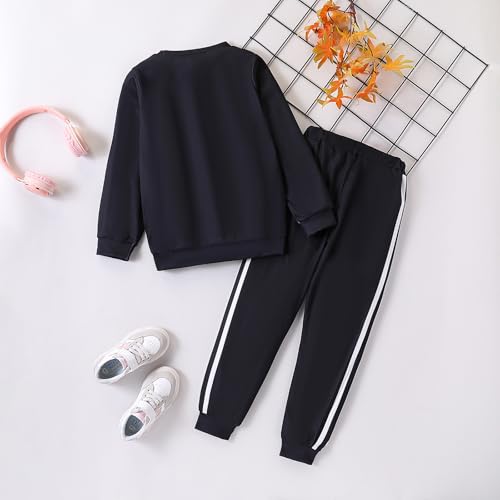 Image of Tween Girl's Letter Print Top + Jogger Pants 2 Piece Outfit Set Kids Clothing, Sizes 6-14 Years