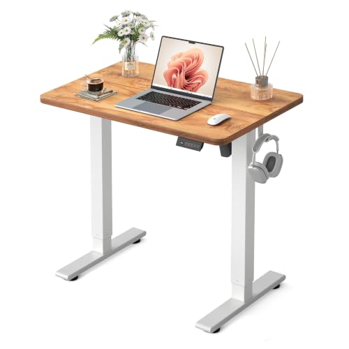 Image of FEZIBO Standing Desk 32 x 19 Inch Electric Height Adjustable, Light Rustic