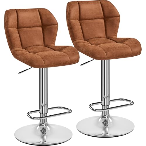 Yaheetech Lot de 2 Tabourets de Bar Réglables en Hauteur Modernes,Chaises de Bar en Similicuir et Métal,Tabouret Haut Capacité de Charge Maximale 136 kg,44...