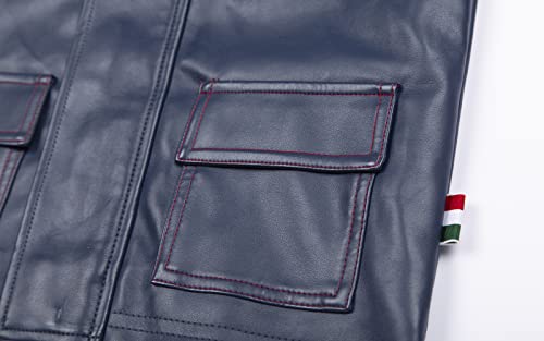 Image of Mud Kingdom Boys Rainslicker Hooded Rain Jacket PU Leather Outerwear Windproof Outdoor