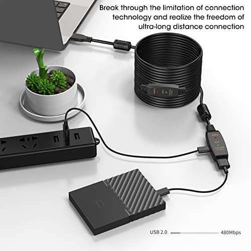 Image of 100FT Active USB Extension Cable 2.0 Male to Female with A Extension chipset Signal Booster - Active Extension /Repeate
