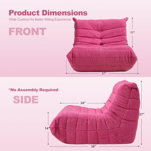 Image of Bean Bag Chair Big Sofa Beanbag Chair for Adults Fireside Chair Bean Bag Lounger with Memory Foam Filled for Home,Apartment or Gaming Venue(DarkPink Teddy)