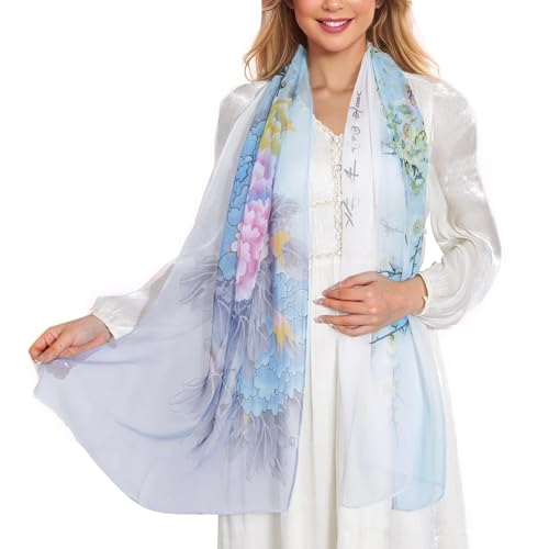 MUQU Scarf for Women Lightweight Chiffon Scarf Fashion Floral Pattern Shawl Scarves for Women2