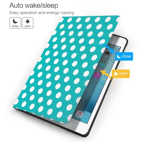 Housse de tablette pour iPad 10.2 en imprimé bleu sarcelle à pois chic