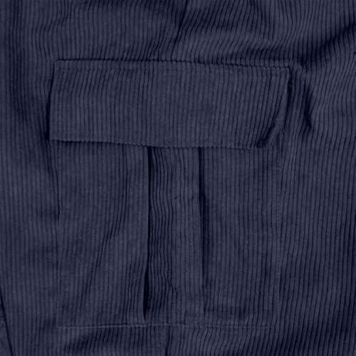 Men's Corduroy Cargo Pants Casual Cargo Pant Elastic Drawstring Waist Straight Wide Leg Sweatpants with Multi Pockets4