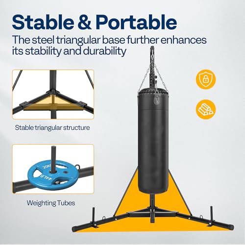 VIVOHOME Height Adjustable Foldable Heavy Duty Boxing Punching Bag Stand Steel Sandbag Rack Freestanding Up to 132 lbs for Home Fitness Stable