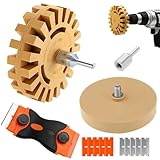 2 Stück Folienradierer (Ø100 mm & Ø88 mm), Aufkleber Entferner mit Klebstoffentfernungsklinge 10 Kunststoffklinge und Adapter, Radierscheibe von Folien und Kleberesten am Fahrzeug (3,5 Zoll + 4 Zoll)