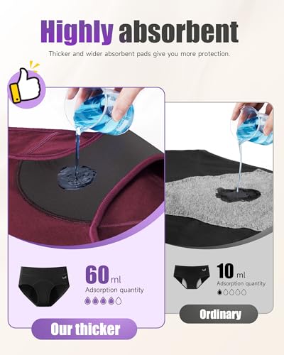Image of TANSTC Period Underwear for Women Heavy Flow | Leakproof Menstrual Panties Postpartum, Cotton Soft Breathable Briefs 3 Pack