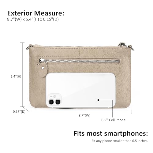 Image of befen Genuine Leather Wristlet Clutch Wallet Purses Small Crossbody Bags for Women with RFID Blocking Card Slots